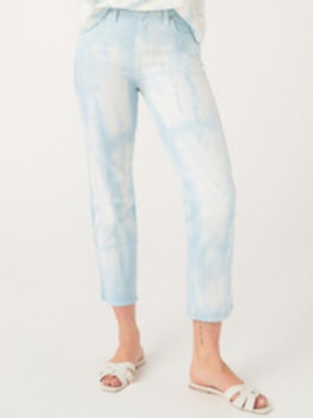 7 For All Mankind Women High Waist Cropped Straight Jeans In Tie Dye Clouds